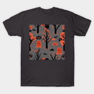 Halloween Cemetery Orange T-Shirt